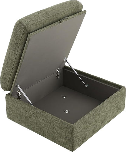 CHITA Modular Sectional Sofa, FSC Certified L Shaped Couch with Reversible Chaise, Modular Sectional Couch for Small Space, 78 Inch Width, 3 Seat Modular Sofa with Storage Ottoman, Moss Green