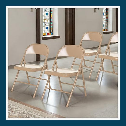 OEF Furnishings OEF900 Series Premium Lightweight All-Steel Folding Chairs (4-Pack, Beige)