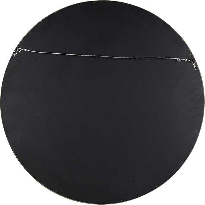 Kate and Laurel Hutton Round Decorative Wood Frame Wall Mirror, 30 Inch Diameter, Graywash