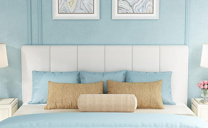 Yongchuang Upholstered Headboard Queen White Faux Leather Headboard for Queen/Full Size Bed Adjustable Height Foldable Heaboard