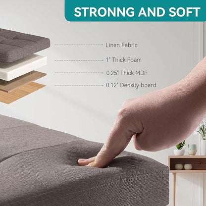 BRIAN & DANY Ottoman with Storage, Small Storage Ottoman for Dorm, Linen Folding Ottoman Foot Stool with Legs for Living Room and Bedroom, 15"x15"x15" - Brown