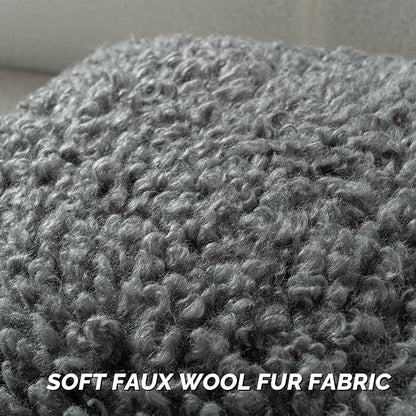 FUTEI Dark Grey Decorative Throw Pillow Covers 12x20 Inch Set of 2,Soft Fluffy Faux Wool Fur Boucle Textured Lumbar Pillow Case,Modern Home Decor for Couch Bed Living Room Office