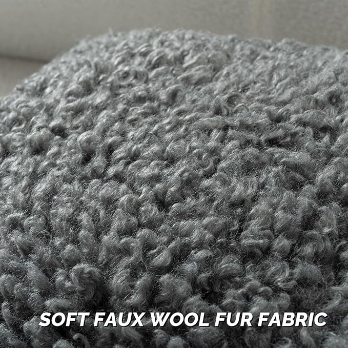 FUTEI Dark Grey Decorative Throw Pillow Covers 22x22 Inch Set of 2,Soft Fluffy Faux Wool Fur Boucle Textured Cushion Case,Modern Home Decor for Couch Bed Living Room Office