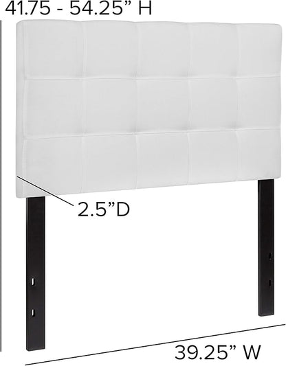 EMMA + OLIVER Quilted Tufted Upholstered Twin Size Headboard in White Fabric