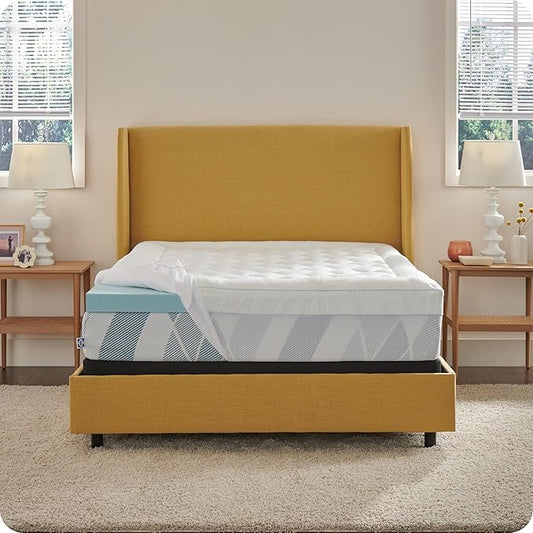 Sealy Dreamlife 3” Gel Memory Foam King Mattress Topper with 1” Quilted Cooling Cover, SealyComfort Gel Foam, SealyCool Poly Blend Cover