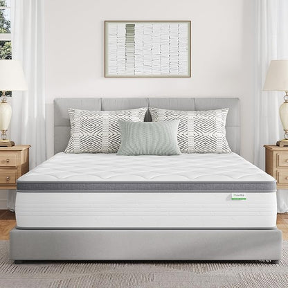 Novilla Queen Mattress in a Box, Queen Size Mattress 10 Inch,Pocket Innerspring with Foam Layer for Motion Isolation & Pressure Relief,Medium Firm Feel,CertiPUR-US