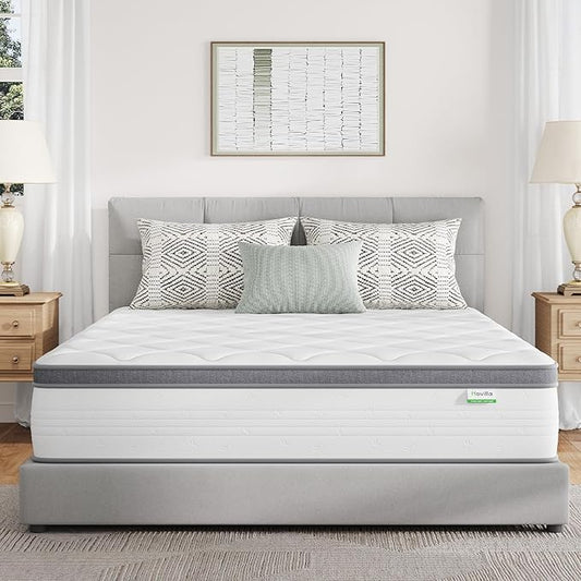 Novilla Queen Mattress in a Box, Queen Size Mattress 10 Inch,Pocket Innerspring with Foam Layer for Motion Isolation & Pressure Relief,Medium Firm Feel,CertiPUR-US