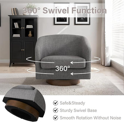 Lumibee Swivel Accent Chairs Set of 2, Chenille Fabric Swivel Barrel Chairs for Living Room, Modern Comfy Upholstered Round Armchairs Single Sofa Chairs for Bedroom, Club-Dark Gray