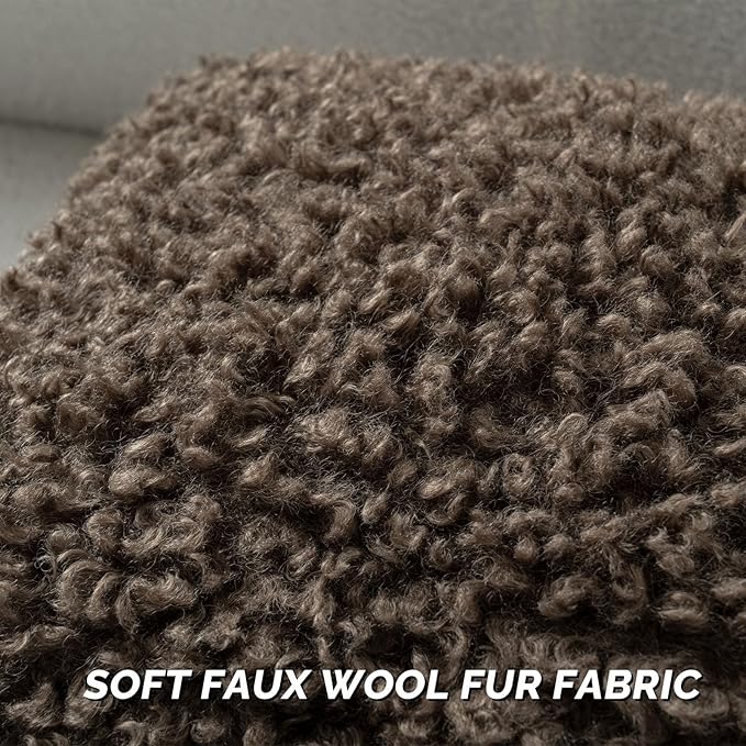 FUTEI Chocolate Decorative Throw Pillow Covers 20x20 Inch Set of 2,Soft Fluffy Faux Wool Fur Boucle Textured Cushion Case,Modern Home Decor for Couch Bed Living Room Office