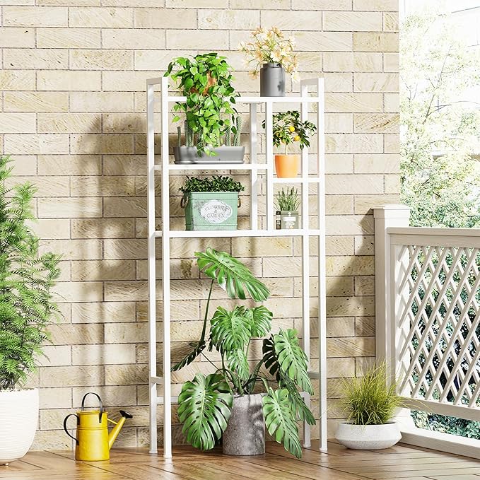 Over The Toilet Storage Rack, 3-Tier Bathroom Organizer Over Toilet, Wooden Above Toilet Storage Shelf, Space Saver, Freestanding BathroomStorage Metal Shelf, Easy to Assemble, White