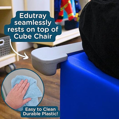 Children's Factory Edutray Kids Desk, Converts Cube Chair to Desk, Space-Saving Toddler Desk Converter, Homeschool & Classroom Study Desk, Gray