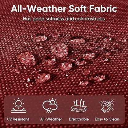 7-Piece Outdoor Patio Cushion Set - Fade & Water Resistant with Removable Olefin Cover, 22x24x4 Inch Memory Foam Cushions for Wicker Sectional Sof - Red/Buckle
