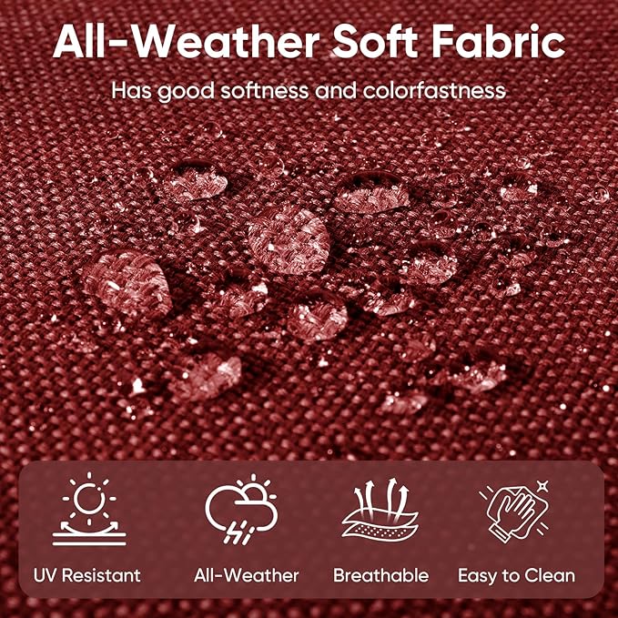 9-Piece Outdoor Patio Cushion Set - Fade & Water Resistant with Removable Olefin Cover, 22x24x4 Inch Memory Foam Cushions for Wicker Sectional Sofa – Red/Buckle
