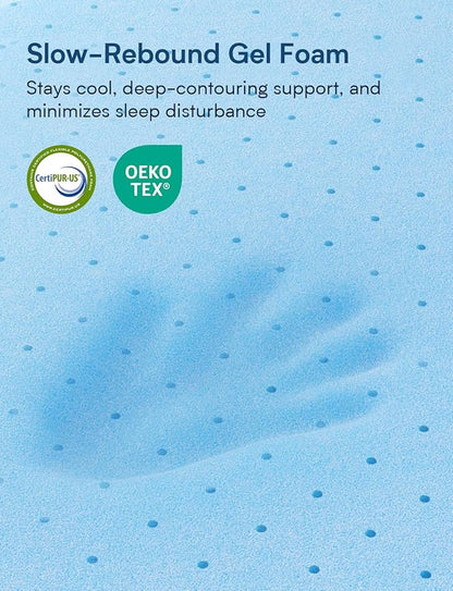 California King Mattress Firm, 12 Inch Cooling Gel Memory Foam Mattress, Back Pain Relief, Cooling Ice Silk Cover, Bed Mattress in Box, CertiPUR-US Certified