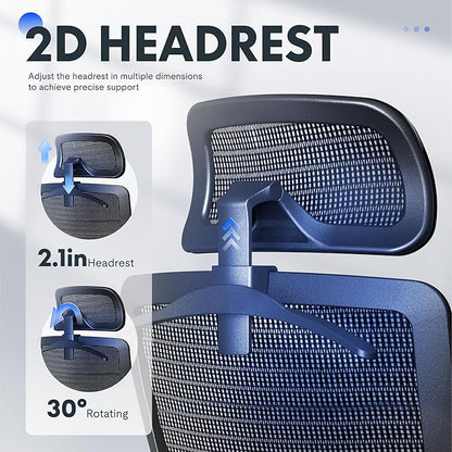 FLEXISPOT OC3 Air Ergonomic Office Chair Mesh Back Swivel Computer Chair Executive Office Desk Chairs with Adjustable Lumbar Support/2D Headrest/Lockable Backrest, Mesh Seat Cushion, Gray