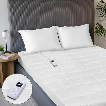 Sunbeam Premium Quilted Electric Heated Mattress Pad Twin 39" x 75" - 12 Heat Settings, 12-Hour Selectable Auto Shut-Off, Fast Heating, Warming Bed, Machine Washable, Extra-Soft Warm Cozy