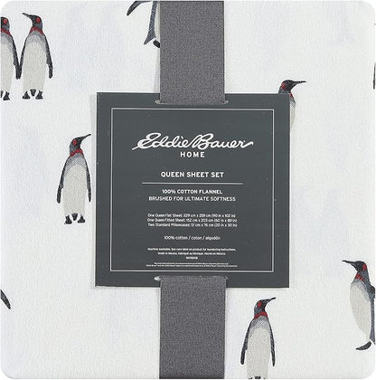 Eddie Bauer - Twin Sheets, Cotton Flannel Bedding Set, Brushed For Extra Softness, Cozy Home Decor (Rookeries, Twin)