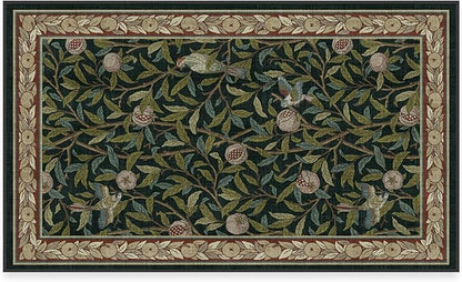 RUGGABLE x Morris & Co Washable Area Rug – Pomegranate Blue Green 3x5, Stain-Resistant, Non-Slip – Small Machine Washable Rugs for Living Room, Bedroom, Hallway, Entryway & Office–with Cushioned Pad