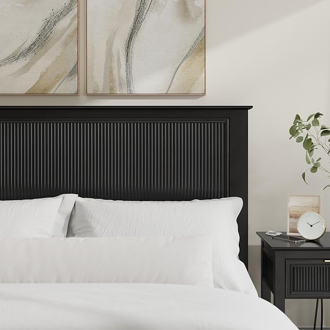 Bush Home 65-inch Full/Queen Headboard, Bedroom Furniture, Camille Collection, Onyx Birch Black