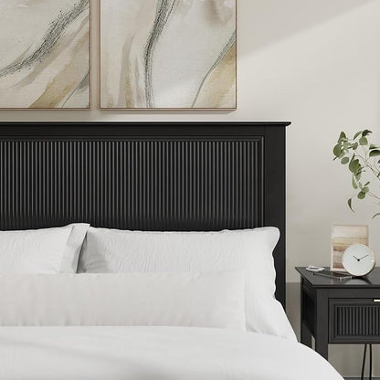 Bush Home 65-inch Full/Queen Headboard, Bedroom Furniture, Camille Collection, Onyx Birch Black