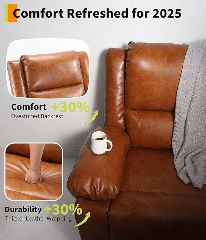 GarveeHome Oversized Wide Power Lift Recliner Chair - Heat and Massage, PU Leather, Adjustable Back and Legs, Electric Lift Chair Designed for The Elderly and People with Mobility impaired