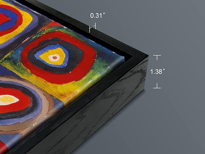 Wieco Art Framed Canvas Wall Art Squares with Concentric Circles of Wassily Kandinsky's Famous Abstract Classical Paintings Reproduction for Wall Decor Living Room Home Decorations
