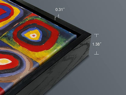Wieco Art Framed Canvas Wall Art Squares with Concentric Circles of Wassily Kandinsky's Famous Abstract Classical Paintings Reproduction for Wall Decor Living Room Home Decorations