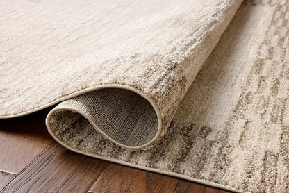 Loloi Chris Loves Julia Calvin Collection CLV-04 Ivory/Pebble 7'-10" x 10' Area Rug Checkered Neutral Soft Living Room Bedroom Carpet