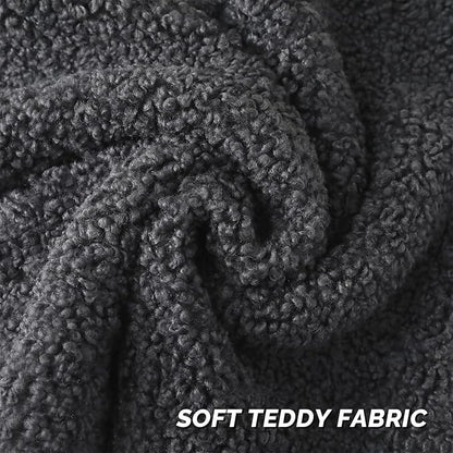 FUTEI Charcoal Throw Pillow Covers 18x18 Inch Set of 2,Furry Faux Fur Teddy Boucle Textured Cushion Covers,Soft Fluffy Decorative Pillow Case,Home Decor for Couch Bed Living Room Office Car