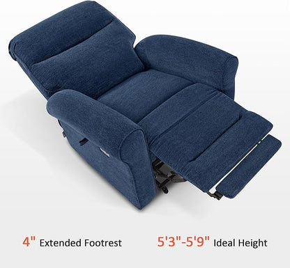 MCombo Dual Motor Power Lift Recliner Chair with Massage and Heat for Elderly, USB Ports, Lay Flat, Fabric 7666 (Navy Blue)