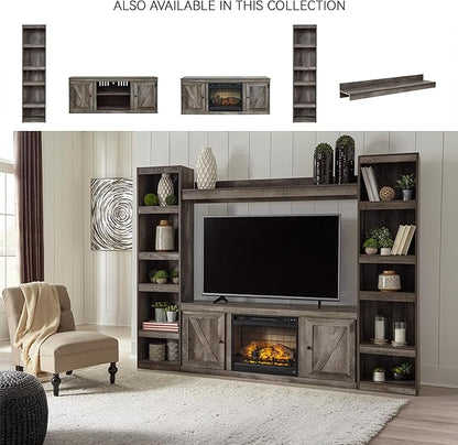 Signature Design by Ashley Wynnlow Farmhouse 60" TV Stand with Electric Fireplace for TVs up to 69", Gray