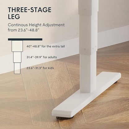 FlexiSpot E6 Bamboo 3-Stage Dual Motor 72 x 30 Electric Standing Desk Sit Stand Up Desk, Holds 220 lbs, Adjustable Height w/ Memory Presets, Solid Bamboo Curved Desktop & White Frame, Ships in 2 Boxes