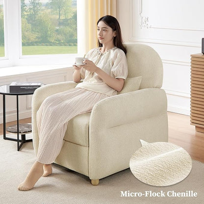 Modern Accent Chairs for Living Room, Comfy Chenille Armchairs with Storage, Single Reading Chairs for Bedroom, Study Room, Apartment, Tool Free Assembly, Beige