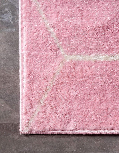 Unique Loom Trellis Frieze Collection Area Rug - Geometric (7' Square, Light Pink/ Ivory)