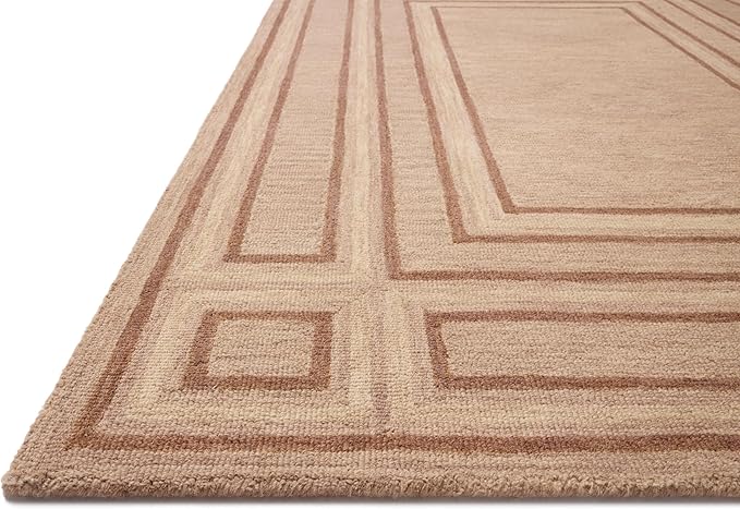 Loloi Chris Loves Julia Alfie Collection ALF-01 Blush/Rose 7'-9" x 9'-9" Area Rug Wool Neutral Living Bedroom Dining Carpet
