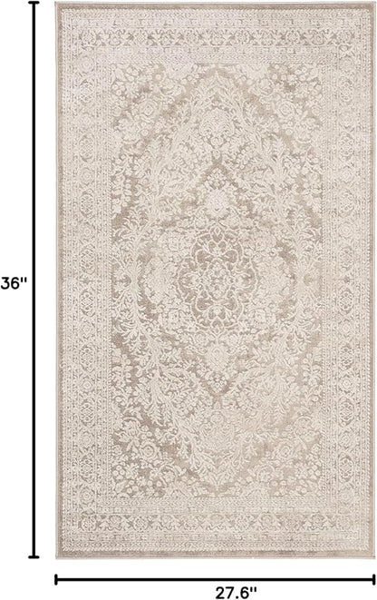 SAFAVIEH Reflection Collection Accent Rug - 2'3" x 3', Beige & Cream, Non-Shedding & Easy Cleaning, Ideal for Entryway, Living Room, Bedroom (RFT668A)