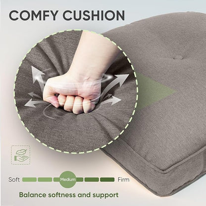 Outdoor Chair Cushion Set of 3, Waterproof Outdoor Seat Cushions 25x22, Patio Chair Cushions for Outdoor Furniture, Couch Cushion Replacement, Include 3 Back & 3 Seat Cushions, Button/Grey