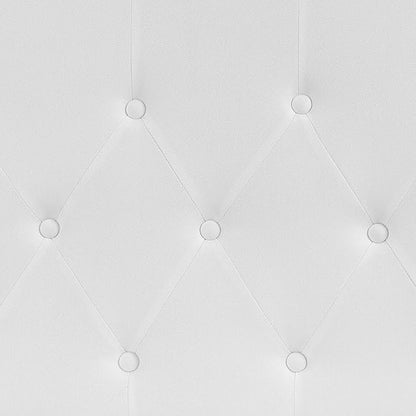 EMMA + OLIVER Tufted Upholstered Full Size Headboard in White Fabric