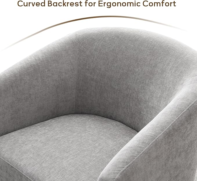 Chenille Swivel Accent Chairs Set of 2, No Assembly Upholstered Armchair, 360°Rotating Barrel Chairs for Living Room, Bedroom, Apartment & Reading Nook (2, Light Grey)