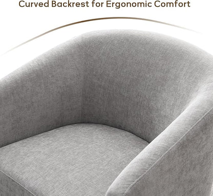 Chenille Swivel Accent Chairs Set of 2, No Assembly Upholstered Armchair, 360°Rotating Barrel Chairs for Living Room, Bedroom, Apartment & Reading Nook (2, Light Grey)