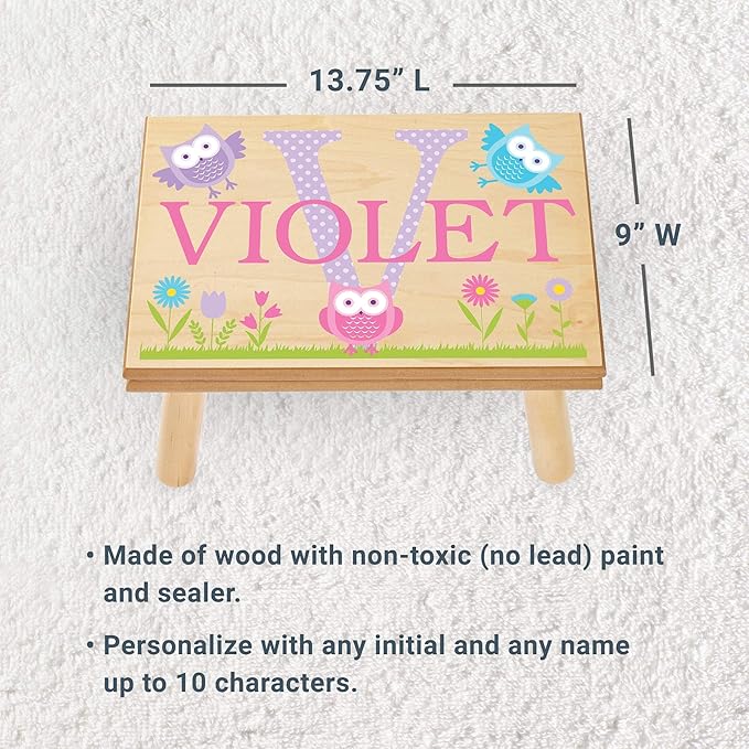 Let’s Make Memories Personalized My Own Name Step Stool - Children’s Step Stool - Sturdy Wood – Non-Toxic Paint, Sealer - Turtle Design - Espresso - 14’Wx9.25”Lx8.75”H - Ages 3+