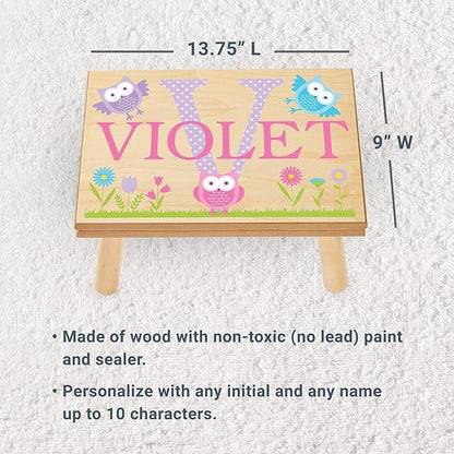 Let’s Make Memories Personalized My Own Name Step Stool - Children’s Step Stool - Sturdy Wood – Non-Toxic Paint, Sealer - Dinosaur Design - Espresso - 14’Wx9.25”Lx8.75”H - Ages 3+