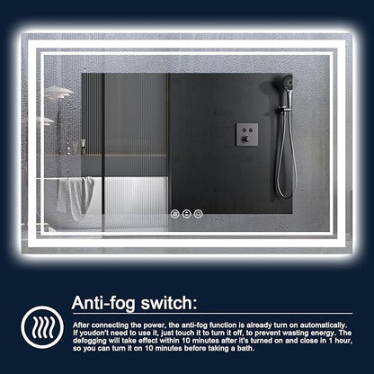 88x38 Inch LED Bathroom Mirror with Lights, Backlit and Front Lighted Bathroom Mirrors for Wall, Anti-Fog Dimmable Memory Shatterproof LED Vanity Mirror for Bathroom