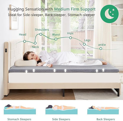 VECELO Gel Infused Memory Foam Mattress Topper Full Size, 2 Inch Fresh Cooling Mattress Pad with Washable Cover for Full Mattress, Pain Pressure Relieve Bed Topper, Breathable, Comfort