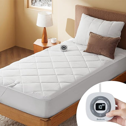 Bedsure Heated Mattress Pad Twin XL- Bed Warmer with Memory & Preheat Functions, 12-Hour Auto Off & 10 Heat Settings, Single Controller, Fast Heating, Brushed Electric Mattress Pad Twin XL, 39"x80"
