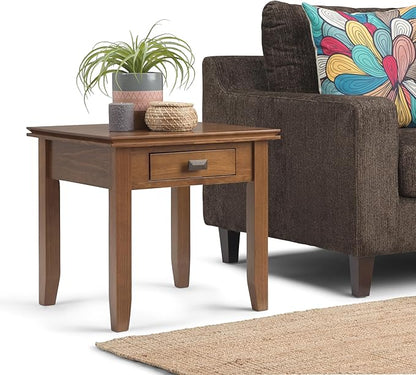 SIMPLIHOME Artisan SOLID WOOD 21 inch Wide Square Transitional End Side Table in Honey Brown for the Living Room and Bedroom