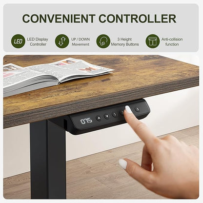 BANTI L-Shaped Standing Desk - 63 x 55 Inch Adjustable Corner Standing Desk with Charging Station - L Shape Sit Stand Table with Memory Controller, Splice Board for Home Office