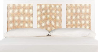 SAFAVIEH Home Collection Vienna White Wash Cane Full Headboard Platform, Double (HBD8004C-F)