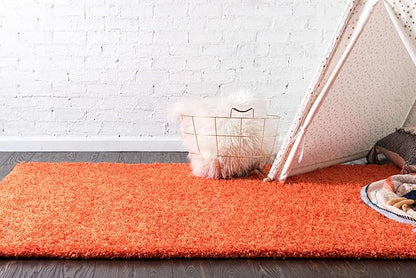 Unique Loom Solid Shag Collection Area Rug (3' 3" x 5' 3" Rectangle, Tiger Orange)