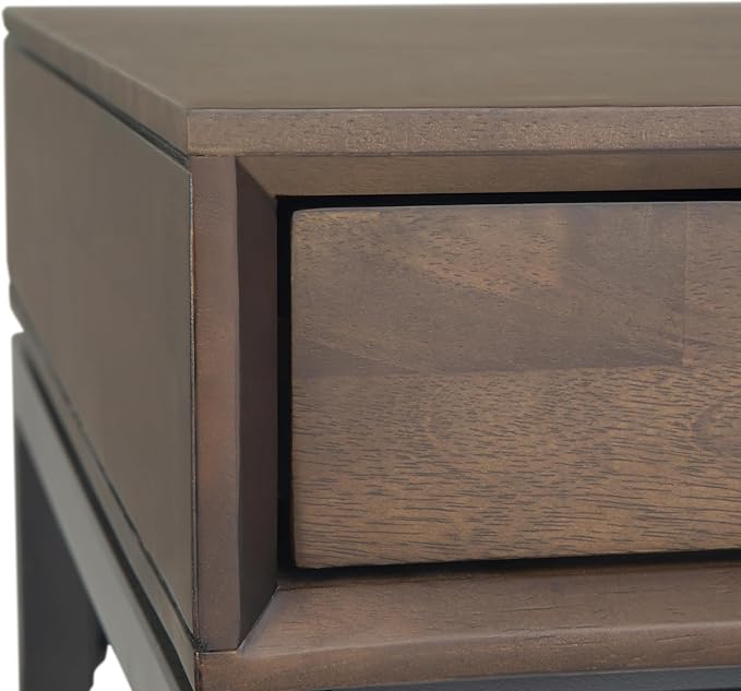 SIMPLIHOME Banting Desk - 60-Inch Wide Solid Hardwood and Metal Writing Desk in Walnut Brown, Modern Industrial Home Office Computer Table for Study with 2 Drawers and Flip-Down Keyboard Tray